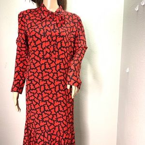 PIERRE CARDIN Designer Vintage Geometric Print Silk Dress